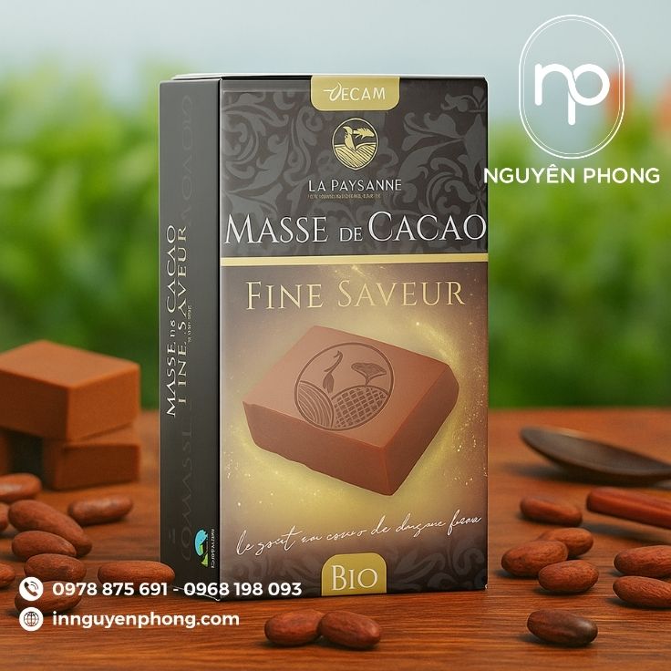 Mẫu hộp giấy đựng bột cacao in sắc nét 